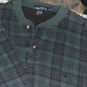 Vintage Nautica Long Sleeve | Green Plaid